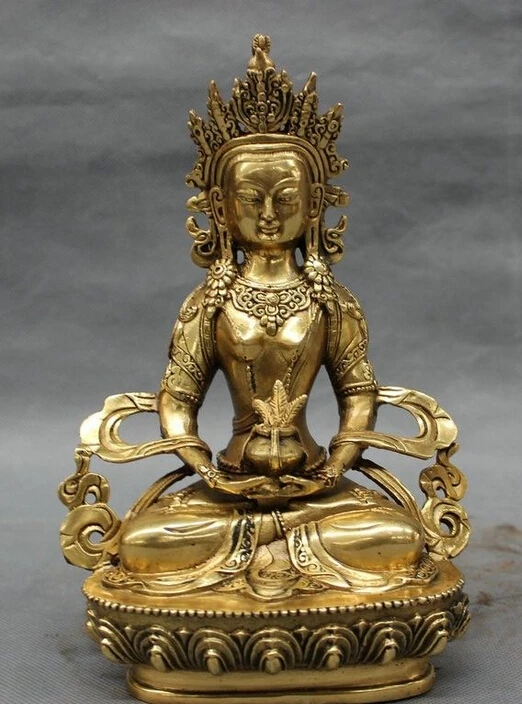 Free Shipping 8" Tibet Tibetan Brass Folk Buddhism Longevity Amitayus Buddha Statue Sculpture
Free Shipping 8" Tibet Tibetan Brass Folk Buddhism Longevity Amitayus Buddha Statue Sculpture