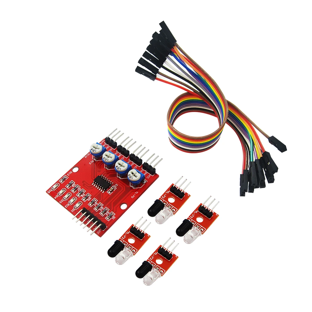 

5set Four-way infrared tracing / 4 channel tracking module / transmission line modules / obstacle avoidance