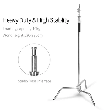 Heavy Duty C-Stand 150-330cm Adjustable Steel Light Stand Photographic Sturdy Tripod for Flash Strobe Flag Reflector
Heavy Duty C-Stand 150-330cm Adjustable Steel Light Stand Photographic Sturdy Tripod for Flash Strobe Flag Reflector