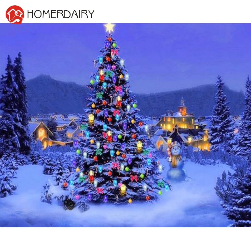HOMERDAIRY полный квадратный/круглый бриллиант вышивка село елки DIY алмазов картина