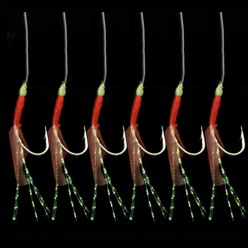 Combination String Hook Fishhooks Mackeral Feathers Hokkai Sea Luminous Gold-plated Fish Skin Fishy Smell Pesca #0830
Combination String Hook Fishhooks Mackeral Feathers Hokkai Sea Luminous Gold-plated Fish Skin Fishy Smell Pesca #0830