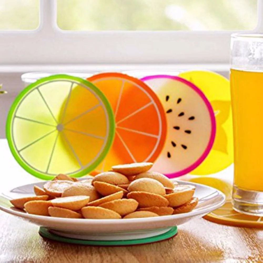 6pc/set Colorful Fruit Shape Coasters Silicone Round Coaster Cup Drinks Holder Mat Coffee Pads Tableware Placemat
6pc/set Colorful Fruit Shape Coasters Silicone Round Coaster Cup Drinks Holder Mat Coffee Pads Tableware Placemat