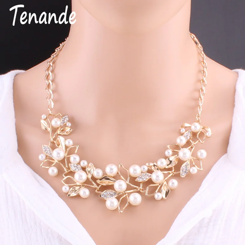 Tenande Luxury Bridal Wedding Party Jewelry Sets Hollowed Leaf Simulated Pearl Shiny Crystal Necklaces Earrings Sets Women Joias
Tenande Luxury Bridal Wedding Party Jewelry Sets Hollowed Leaf Simulated Pearl Shiny Crystal Necklaces Earrings Sets Women Joias