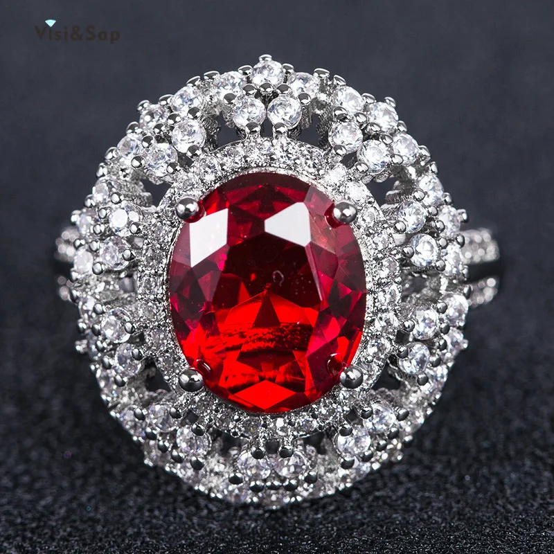 Visisap Luxury Vintage Oval Round Red Zircon Rings for Women Exaggerated Party Gifts Accessories Wholesale Fashion Jewelry B2034
Visisap Luxury Vintage Oval Round Red Zircon Rings for Women Exaggerated Party Gifts Accessories Wholesale Fashion Jewelry B2034