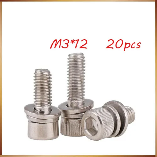 Free shipping 20pcs M3*12mm 304 Stainless Steel Inner Hex Bolt Hexagon Socket combination Lock Washer Sems Assembly Screws
Free shipping 20pcs M3*12mm 304 Stainless Steel Inner Hex Bolt Hexagon Socket combination Lock Washer Sems Assembly Screws