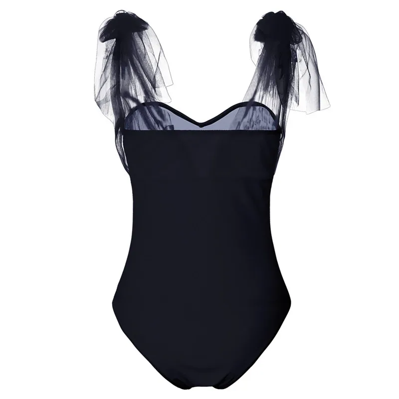 2018 Women Swimwear Sexy Mesh Bow Strap Summer Bandage Bodysuits (15)