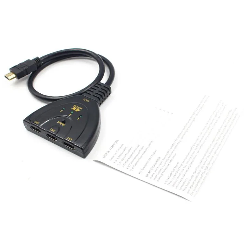 4Kx2K HDMI-compatible Cable HD 1080p 1.4b 3D TV Adapter 3 In 1 Out Auto Switch Splitter Switcher HUB Box For DVD HDTV Computer
4Kx2K HDMI-compatible Cable HD 1080p 1.4b 3D TV Adapter 3 In 1 Out Auto Switch Splitter Switcher HUB Box For DVD HDTV Computer