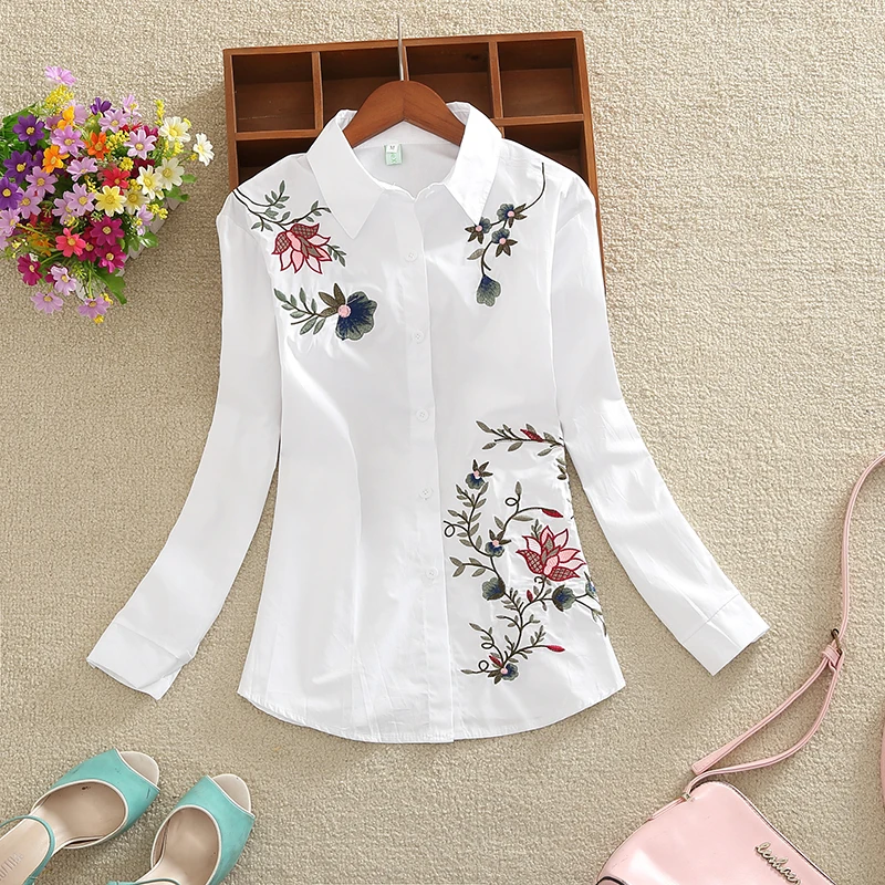 Spring long sleeves OL women shirt 2019 new fashion large size casual loose flowers embroidered women blouse top blusas 20H 30
Spring long sleeves OL women shirt 2019 new fashion large size casual loose flowers embroidered women blouse top blusas 20H 30