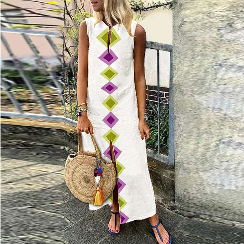 Bohemia Women Vintage Print Maxi Long Dress Summer Thin Sexy Sleeveless Split Beach Party Dress Casual Loose Vestidos
Bohemia Women Vintage Print Maxi Long Dress Summer Thin Sexy Sleeveless Split Beach Party Dress Casual Loose Vestidos
