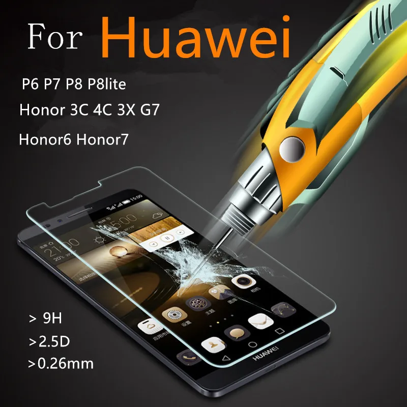2016 Закаленное стекло пленка Взрывозащищенная Защита экрана для Huawei P6 P7 P8 lite p9 Honor 6
