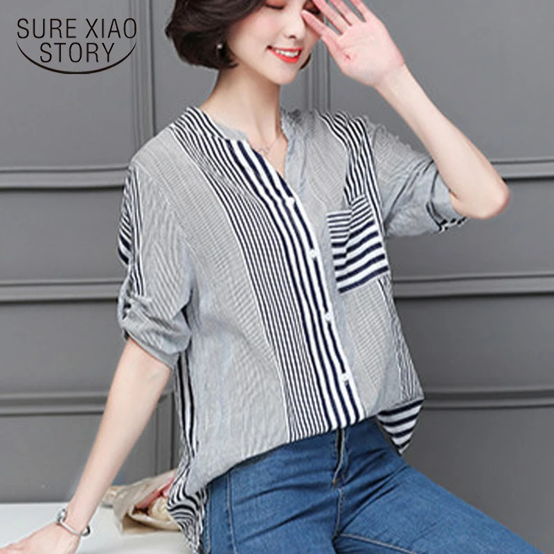New 2018 Summer Fashion Striped Women Blouse Shirt Short Sleeve Inch Shirt Loose Large Size Female Bottoming Tops Blusas 0736 30
New 2018 Summer Fashion Striped Women Blouse Shirt Short Sleeve Inch Shirt Loose Large Size Female Bottoming Tops Blusas 0736 30