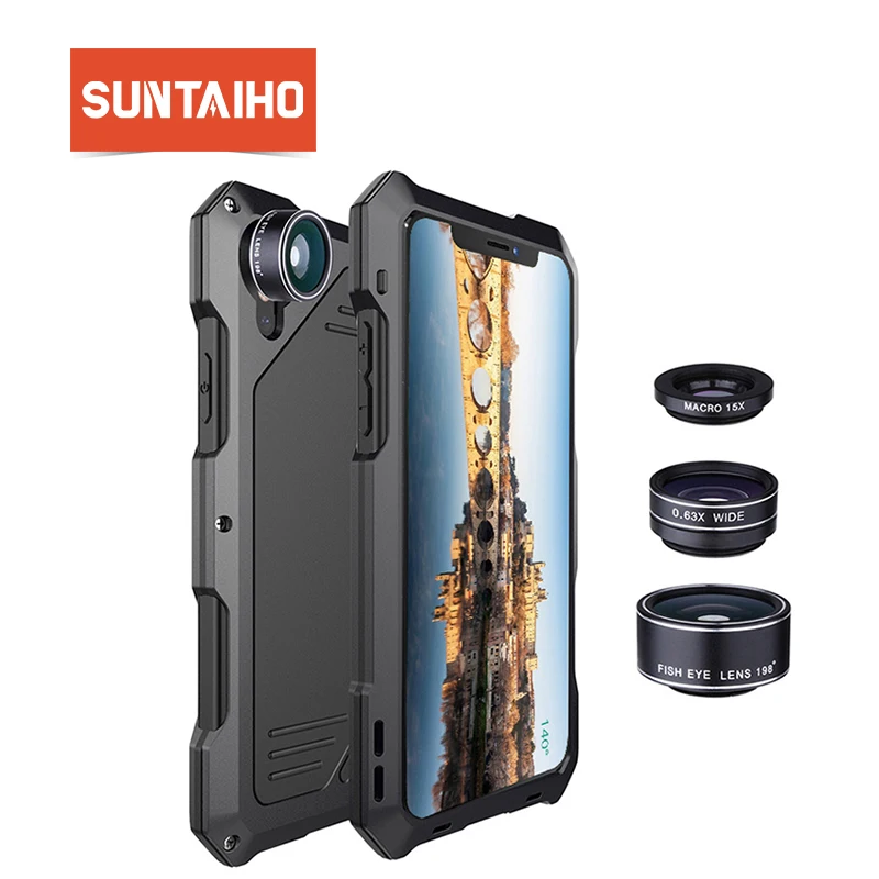 Suntaiho for iPhone X Case Cover Fisheye Camera Lens 7 case 8 PLUS 6 6s Shockproof Dirtproof 3 in 1 |