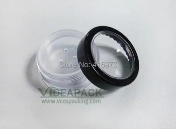 100pcs/lot 10ml / 5g loose powder jar with sifter / glitter box with clear window black rim lid
100pcs/lot 10ml / 5g loose powder jar with sifter / glitter box with clear window black rim lid