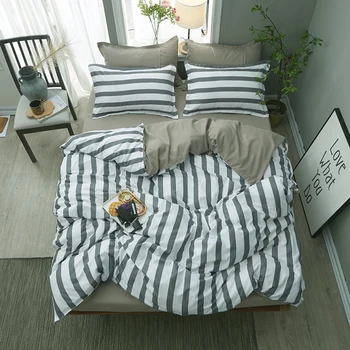 Black and white stripes bedding sets Printed quilt cover Bed Linen pillow cases Pure grey bed sheets comfortable bedclothes
Black and white stripes bedding sets Printed quilt cover Bed Linen pillow cases Pure grey bed sheets comfortable bedclothes