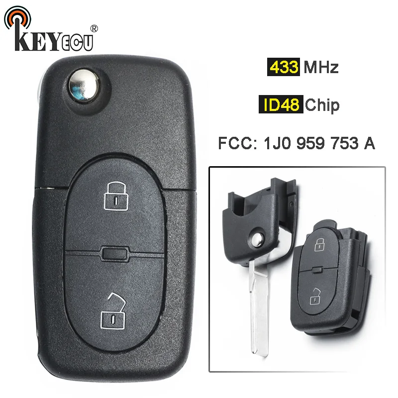 KEYECU 433 МГц ID48 чип 1J0 959 753 A откидной 2-кнопочный дистанционный ключ брелок для Octavia I Seat Leon VW Volkswagen Passat Golf Bora
KEYECU 433 МГц ID48 чип 1J0 959 753 A откидной 2-кнопочный дистанционный ключ брелок для Octavia I Seat Leon VW Volkswagen Passat Golf Bora