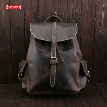 Shoulder Bag Retro Genuine Leather Men and Women Travel Bag Female Brown Leather Backpacks Luxury Brand Crazy Horse Leather
Shoulder Bag Retro Genuine Leather Men and Women Travel Bag Female Brown Leather Backpacks Luxury Brand Crazy Horse Leather