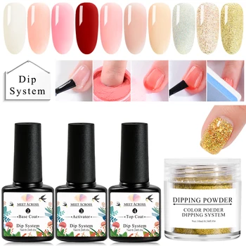 MEET ACROSS Dipping Nail Glitter Powder Kits Without Lamp Cure Dip System French Manicure with Base Activator Liquid Gel Kit
MEET ACROSS Dipping Nail Glitter Powder Kits Without Lamp Cure Dip System French Manicure with Base Activator Liquid Gel Kit