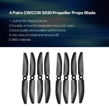 4 Pairs CW/CCW 5030 Propeller Props for RC Racing Drone Quadcopter Aircraft UAV Spare Parts Accessories Component
4 Pairs CW/CCW 5030 Propeller Props for RC Racing Drone Quadcopter Aircraft UAV Spare Parts Accessories Component