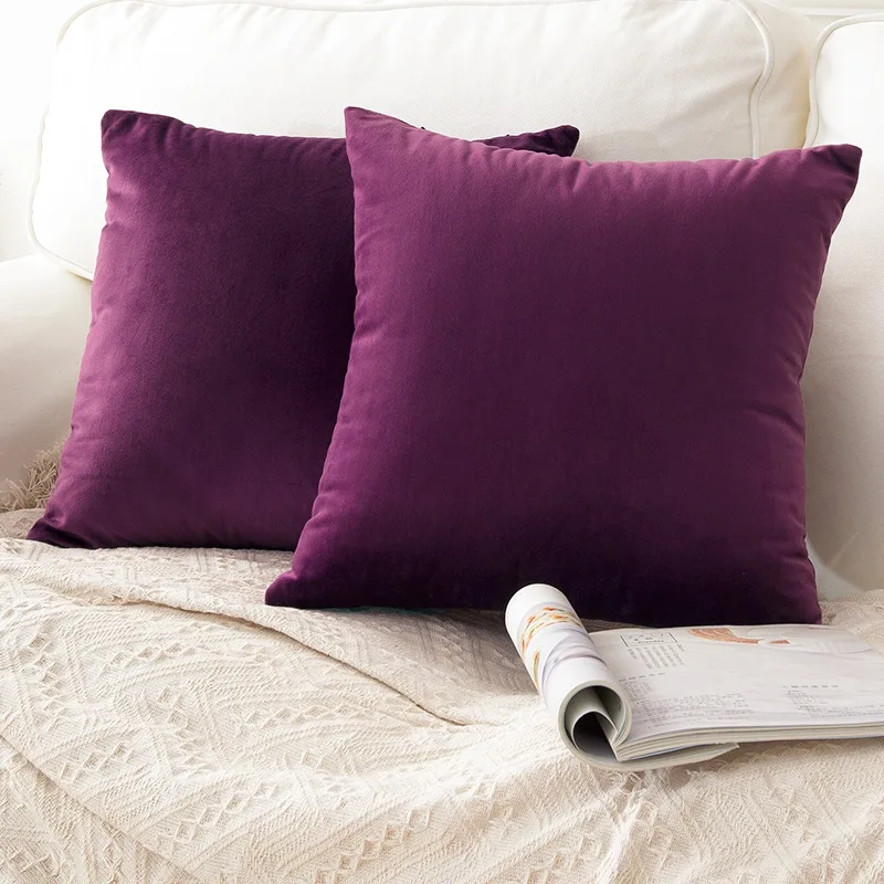 

1pc Fuchsia Velvet Pillow Case cuscini divano purple cushion cover No Balling-up Waist Pillow Without Stuffing 40x40cm 30x50cm