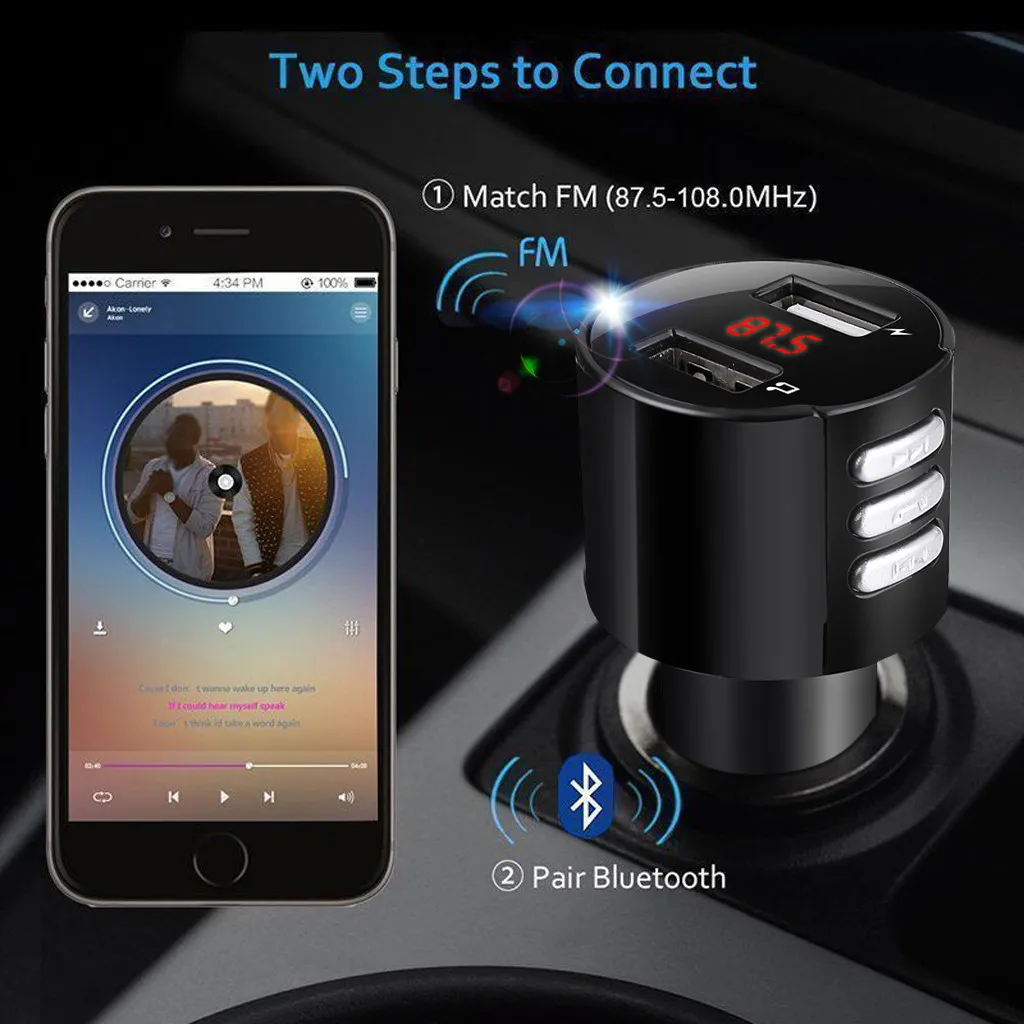 Quick charge 3.0 Car Bluetooth FM Transmitter Dual USB Ports Car Charger FM Modulator MP3 Player Car Lighter Handfree #30
Quick charge 3.0 Car Bluetooth FM Transmitter Dual USB Ports Car Charger FM Modulator MP3 Player Car Lighter Handfree #30