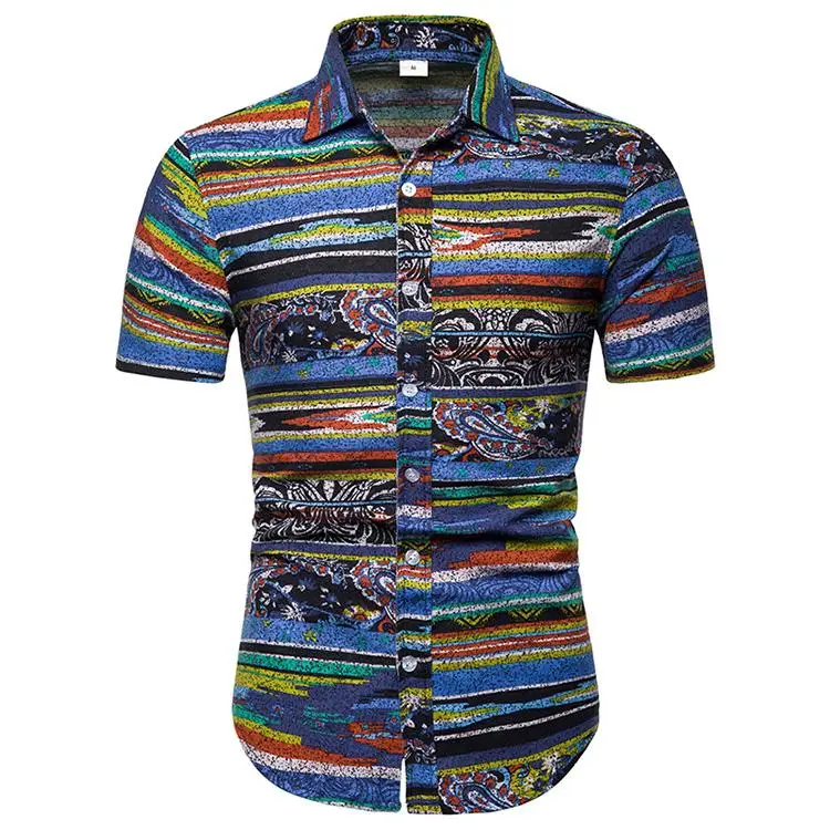 Multicolor Stripes Shirt for Men Short sleeve Linen Shirts Men Hawaiian Style Blouse Man Loose Summer Plus size
Multicolor Stripes Shirt for Men Short sleeve Linen Shirts Men Hawaiian Style Blouse Man Loose Summer Plus size