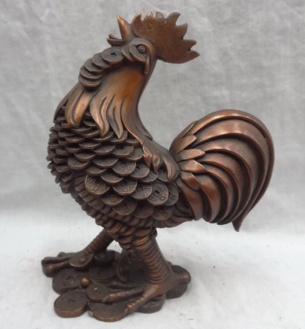 bi002245 8" Chinese Year Zodiac Pure Bronze Wealth Animals Coin Cock Rooster Statue
bi002245 8" Chinese Year Zodiac Pure Bronze Wealth Animals Coin Cock Rooster Statue