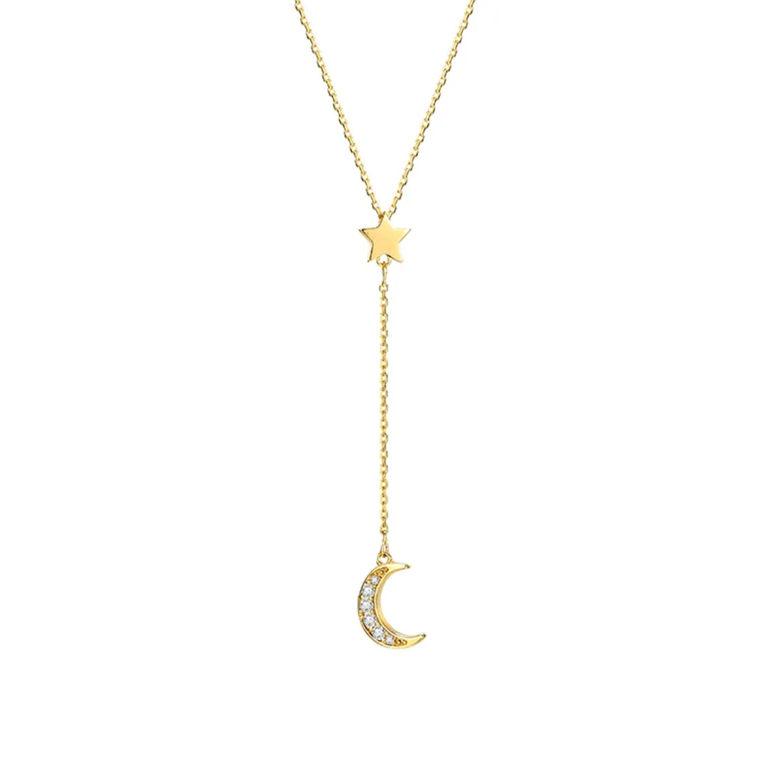 New Arrival Fashion Star Crystal Moon Pendant Chains Necklace Adjustable Gold Silver Wedding collier 925 Sterling Silver Jewelry
New Arrival Fashion Star Crystal Moon Pendant Chains Necklace Adjustable Gold Silver Wedding collier 925 Sterling Silver Jewelry