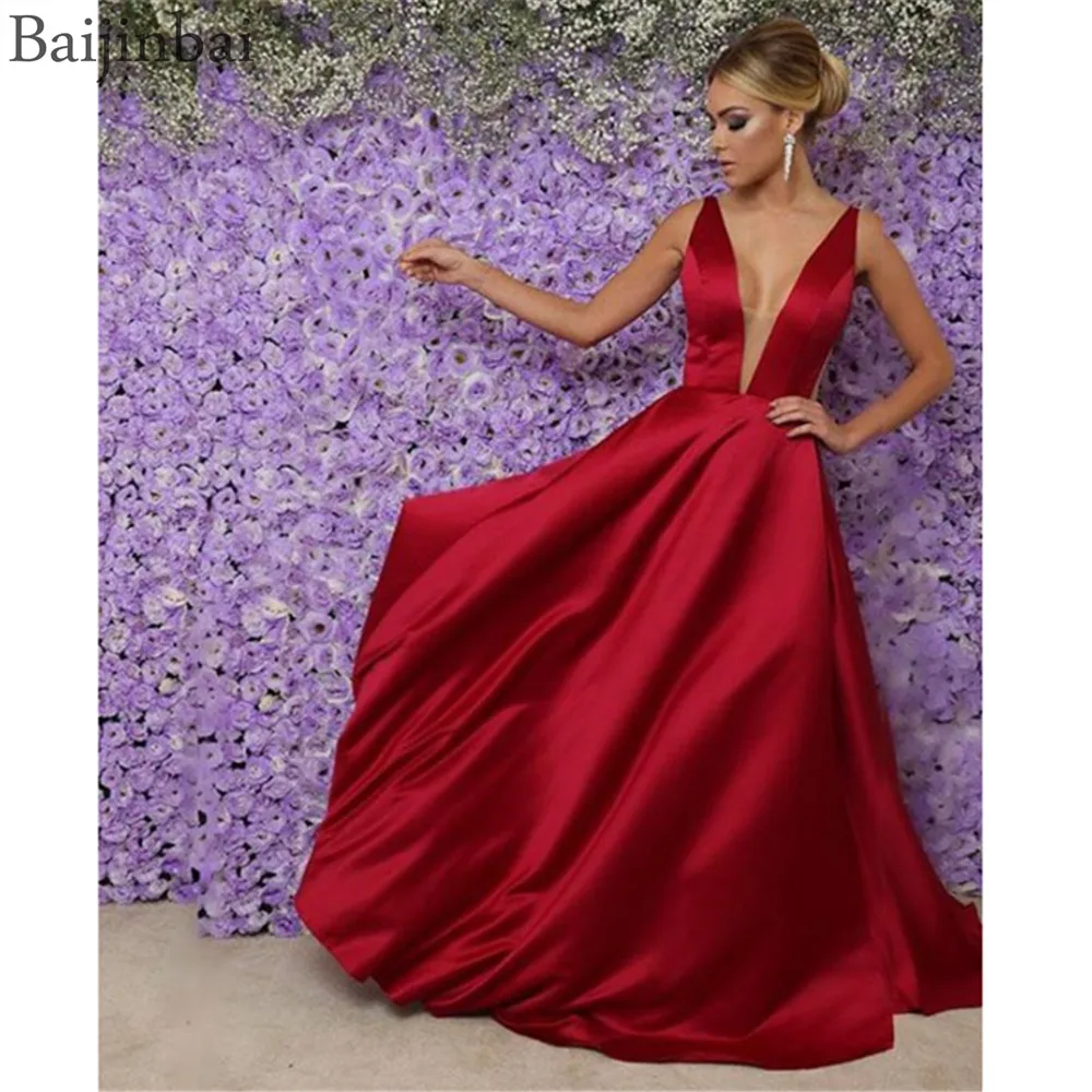 Baijinbai Satin Red Sexy Evening Dresses A-line Illusion Deep V Neck Prom Dress Long Party Dress Formal Robe de Soiree Backless
Baijinbai Satin Red Sexy Evening Dresses A-line Illusion Deep V Neck Prom Dress Long Party Dress Formal Robe de Soiree Backless