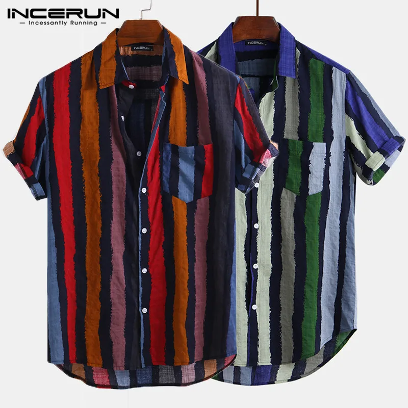 INCERUN Summer Striped Shirt Men Fashion Pocket Europe America Personality Casual Loose Men Short Sleeve Lapel Camisa Masculina
INCERUN Summer Striped Shirt Men Fashion Pocket Europe America Personality Casual Loose Men Short Sleeve Lapel Camisa Masculina