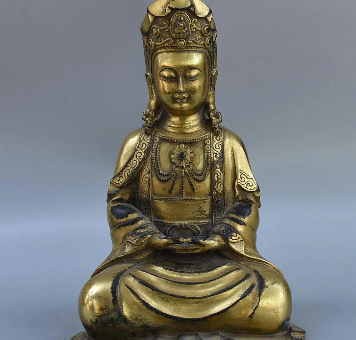 9" Tibetan Buddhism Bronze Gold Gilt GuanYin Kwan-yin Bodhisattva Buddha Statue 
9" Tibetan Buddhism Bronze Gold Gilt GuanYin Kwan-yin Bodhisattva Buddha Statue