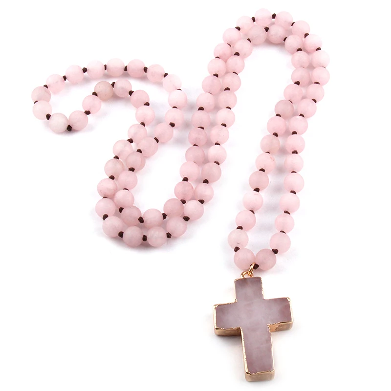 Fashion Bohemian Tribal Jewelry 8mm Natural Stones Knotted Stone Cross Pendant Necklaces Women Ethnic Necklace
Fashion Bohemian Tribal Jewelry 8mm Natural Stones Knotted Stone Cross Pendant Necklaces Women Ethnic Necklace