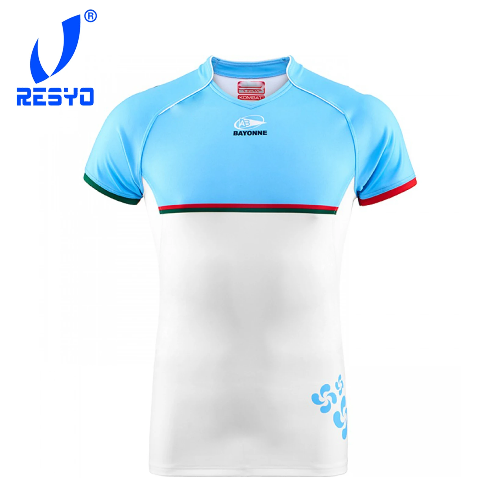 RESYO for AVIRON BAYONNAIS 17-18 HOME WHITEAZURE JERSEY Sport Training shirt Size:S-XXXL