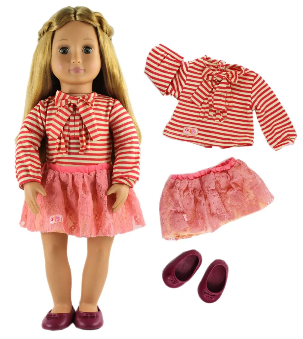 Doll Clothes Top+skirt+one pairs shoes for 18" American Casual | Игрушки и хобби