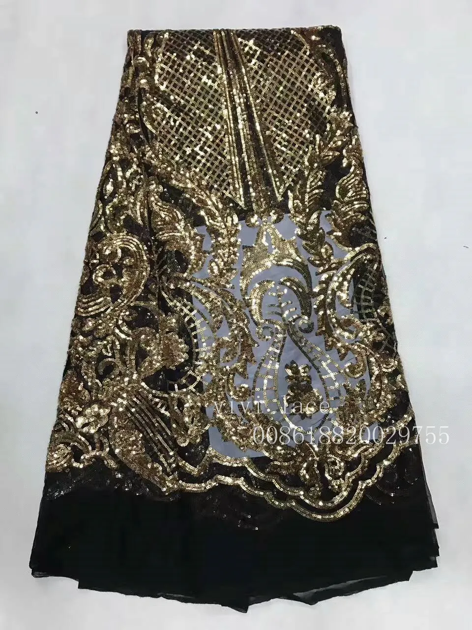 5 yards jx004 # black mesh gold sequin embroidery sexy tulle lace fabric for sawing/evening dress/party,ship all over the world
5 yards jx004 # black mesh gold sequin embroidery sexy tulle lace fabric for sawing/evening dress/party,ship all over the world