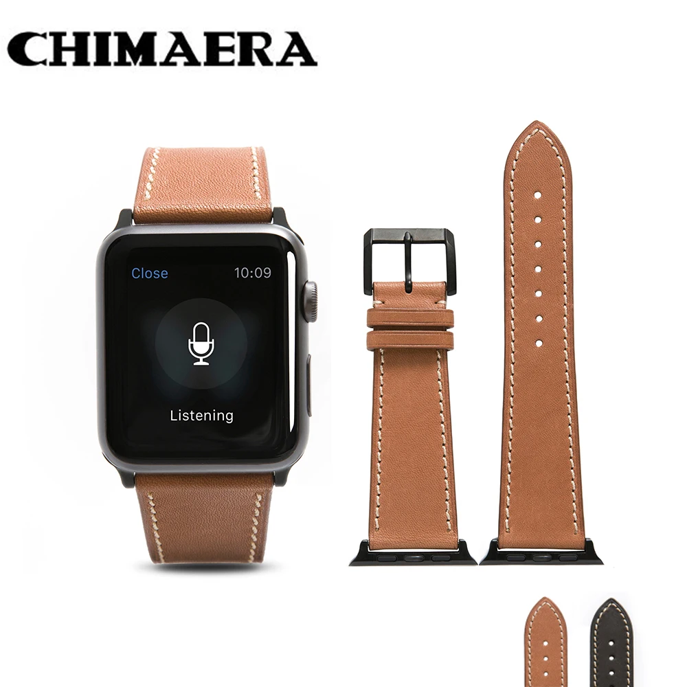 CHIMAERA Black Brown Genuine leather Watch Strap for Apple watch with Black Spring bar adapter Link for Apple watch band 42mm
CHIMAERA Black Brown Genuine leather Watch Strap for Apple watch with Black Spring bar adapter Link for Apple watch band 42mm
