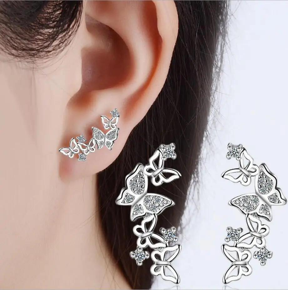 2 Color New Fashion 925 Sterling Silver Stud Earring Crystal Butterfly Earings For Women Rose Gold Jewelry
2 Color New Fashion 925 Sterling Silver Stud Earring Crystal Butterfly Earings For Women Rose Gold Jewelry