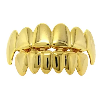 1PCS 14k Gold Plated Hip Hop Teeth Grillz Caps Top or Bottom Grill False Teeth Whitening Gold Plated Small Single Tooth Cap