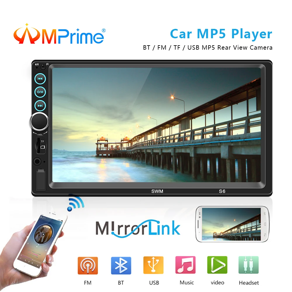 AMPrime 2 din Car Radio 7" Touch Mirrorlink Autoradio Bluetooth AUX FM Auto audio Player Support Rear View Camera Car Stereo MP5 
AMPrime 2 din Car Radio 7" Touch Mirrorlink Autoradio Bluetooth AUX FM Auto audio Player Support Rear View Camera Car Stereo MP5