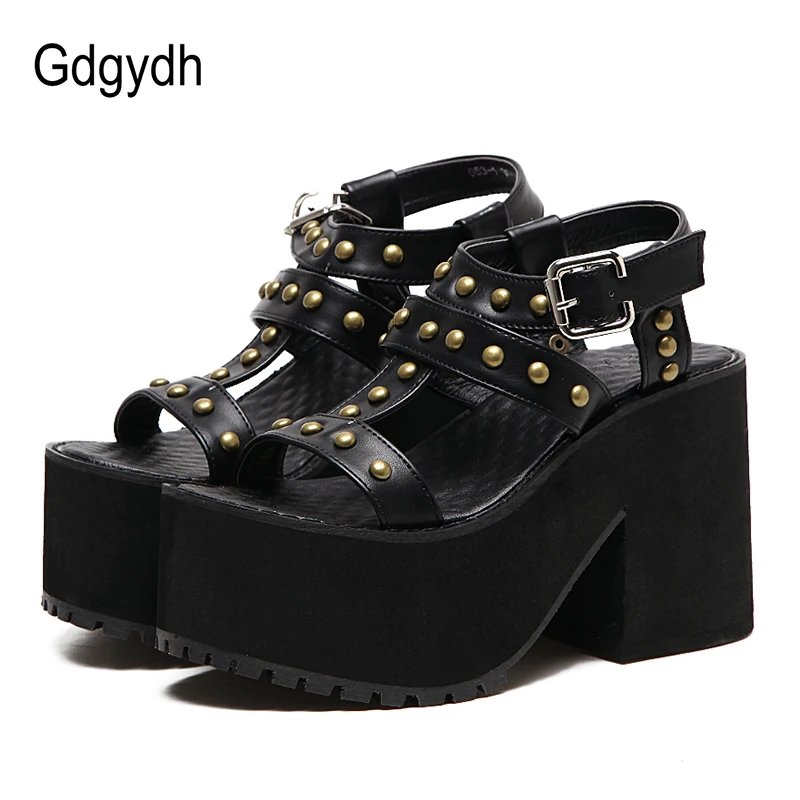 Gdgydh 2019 T-Strap Buckle Women Sandals Fashion Rivets Open Toe Female Sandals Casual Thick Heels Platform Ladies Shoes Black
Gdgydh 2019 T-Strap Buckle Women Sandals Fashion Rivets Open Toe Female Sandals Casual Thick Heels Platform Ladies Shoes Black