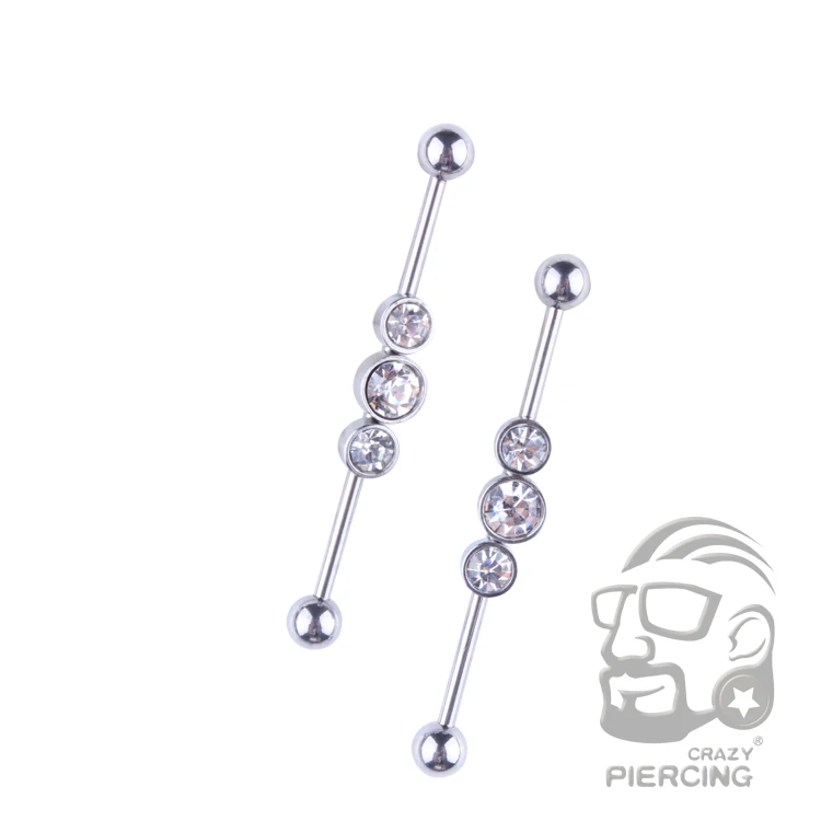 Top Quality 3 Gems Fashion Earring 316L Stainless Steel Industrial Piercing Barbell Body Jewelry
Top Quality 3 Gems Fashion Earring 316L Stainless Steel Industrial Piercing Barbell Body Jewelry