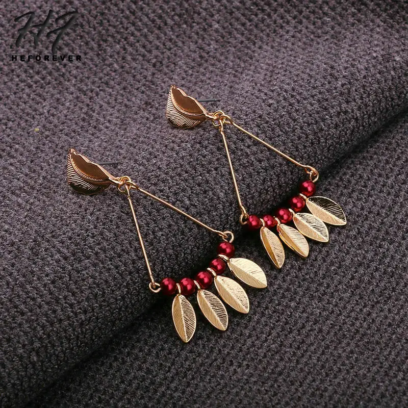 Earrings For Women Gold-color Retro Tassel Leaves Red Pearl Earing Fashion Jewelry 2018 Gift for Girl KA309
Earrings For Women Gold-color Retro Tassel Leaves Red Pearl Earing Fashion Jewelry 2018 Gift for Girl KA309