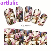 1 feuille d'autocollant d'art d'ongle de transfert d'eau Lovey Lotus 3D impression Design manucure conseils bricolage ongles feuilles décorations 1406(China)