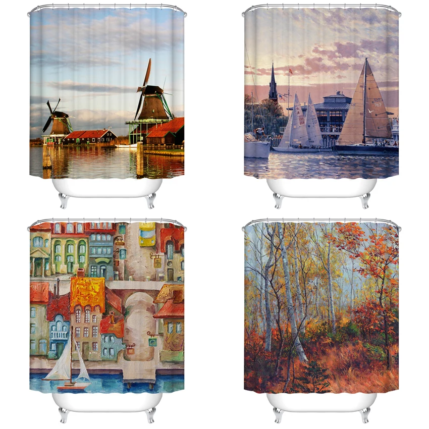 cortina de bano polyester fabric shower curtain bath screen sets with hooks home decoration bathroom curtains landscape YL021
cortina de bano polyester fabric shower curtain bath screen sets with hooks home decoration bathroom curtains landscape YL021