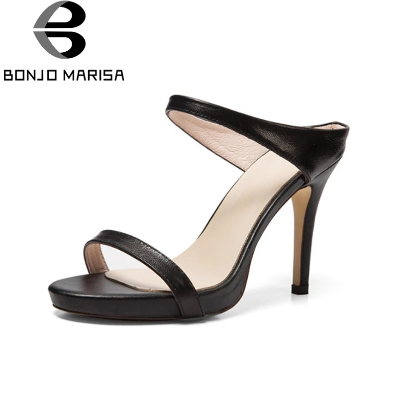 BONJOMARISA New women's Genuine Leather Thin High Heels Mules Mixed Colors Platform Shoes Woman Casual Summer Pumps Size 34-39
BONJOMARISA New women's Genuine Leather Thin High Heels Mules Mixed Colors Platform Shoes Woman Casual Summer Pumps Size 34-39