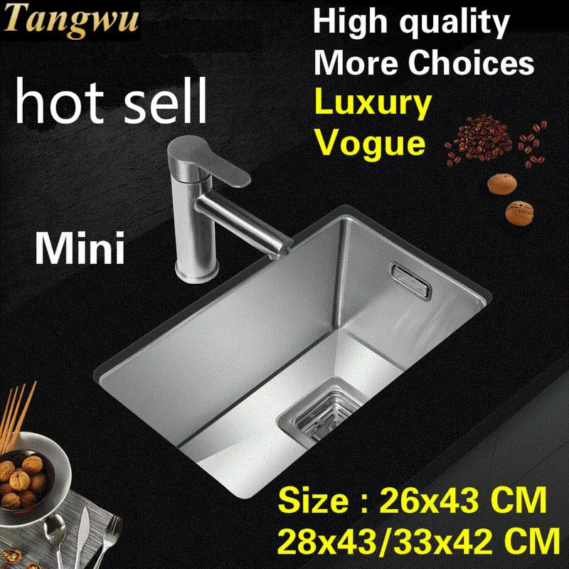 

Free shipping Standard kitchen mini balcony manual sink single trough food-grade stainless steel hot sell 26x43/28x43/33x42 CM