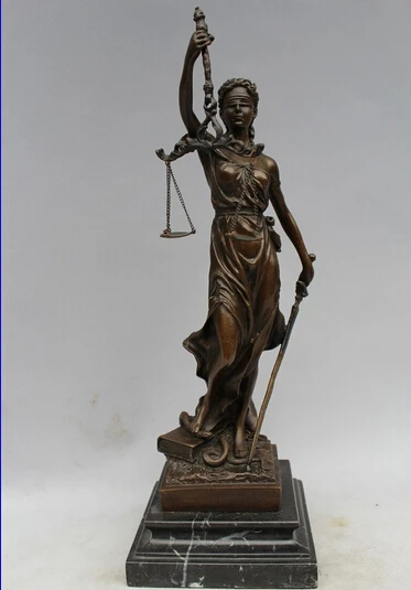 free 14"Western Art sculpture Bronze Marble Bell Warrior Statue fast