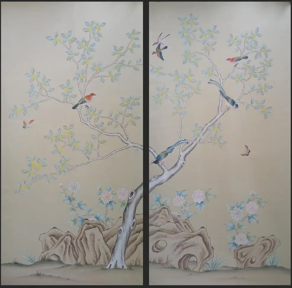 Classic style elegant Hand-painted silk wallpaper painting osmanthus with flower and birds many patterns and background optional
Classic style elegant Hand-painted silk wallpaper painting osmanthus with flower and birds many patterns and background optional