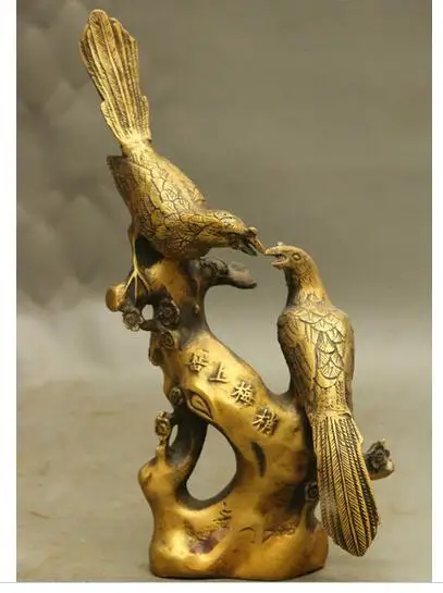 collecting OLD copper Elaborate Old crafts Brass 9" Folk Chinese Bronze Technics Lucky 2 Magpie On The Plum Tree Branch Statue
collecting OLD copper Elaborate Old crafts Brass 9" Folk Chinese Bronze Technics Lucky 2 Magpie On The Plum Tree Branch Statue