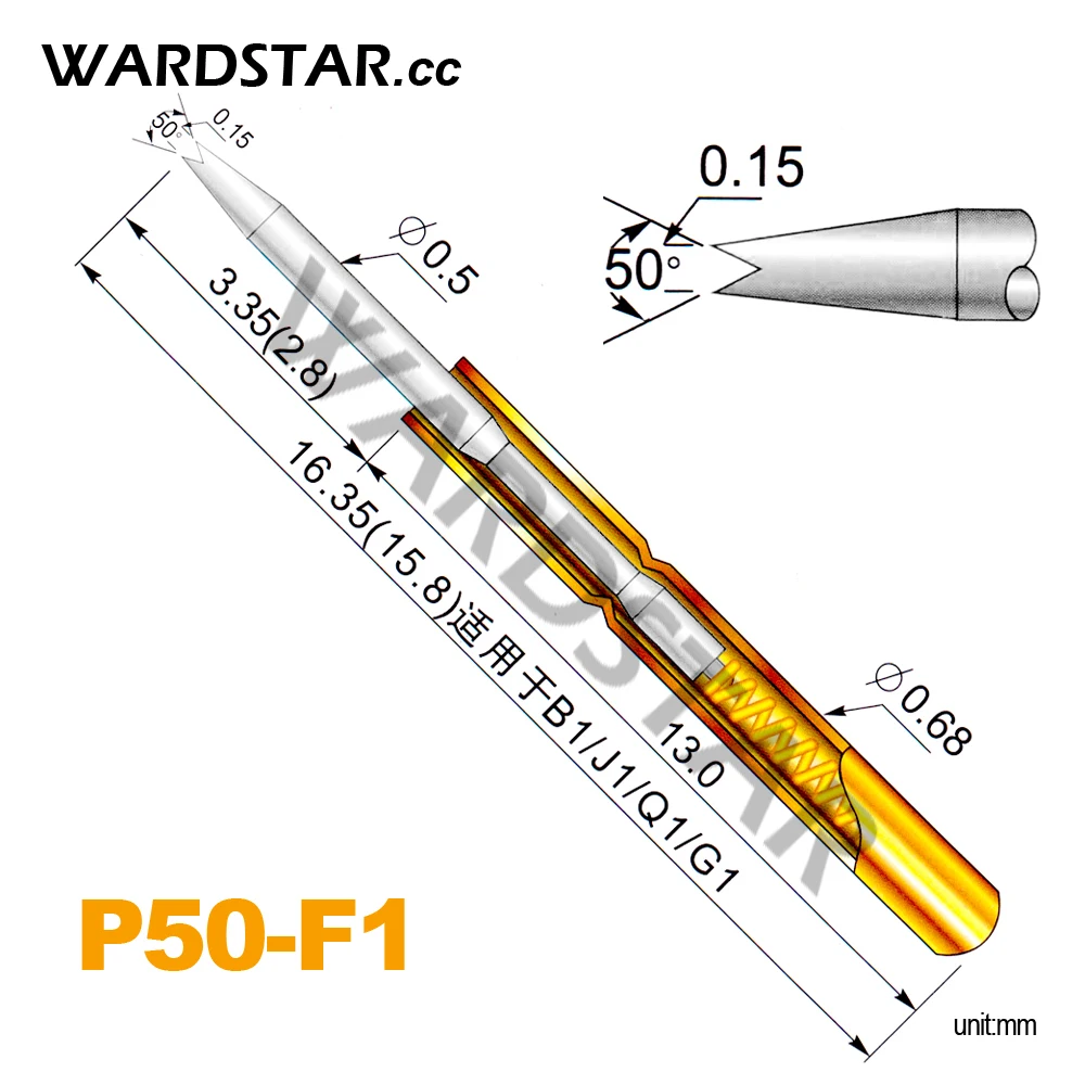 100pcs/lot P50-F1 Dia 0.5mm Spring Test Probes Pogo Pin Length 16.35mm (Stroke Spring Froce:75g) Wholesale
100pcs/lot P50-F1 Dia 0.5mm Spring Test Probes Pogo Pin Length 16.35mm (Stroke Spring Froce:75g) Wholesale