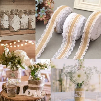 2.5cm*100cm Natural Jute Burlap Hessian Lace Ribbon with White Lace Trim Edge Rustic Vintage Wedding Centerpieces Decor
2.5cm*100cm Natural Jute Burlap Hessian Lace Ribbon with White Lace Trim Edge Rustic Vintage Wedding Centerpieces Decor